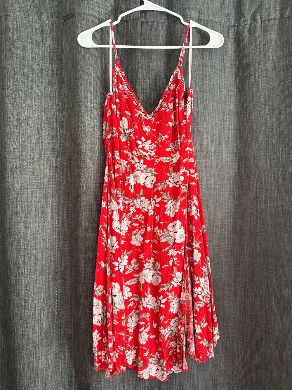 Red Floral Spaghetti-Strap Sundress